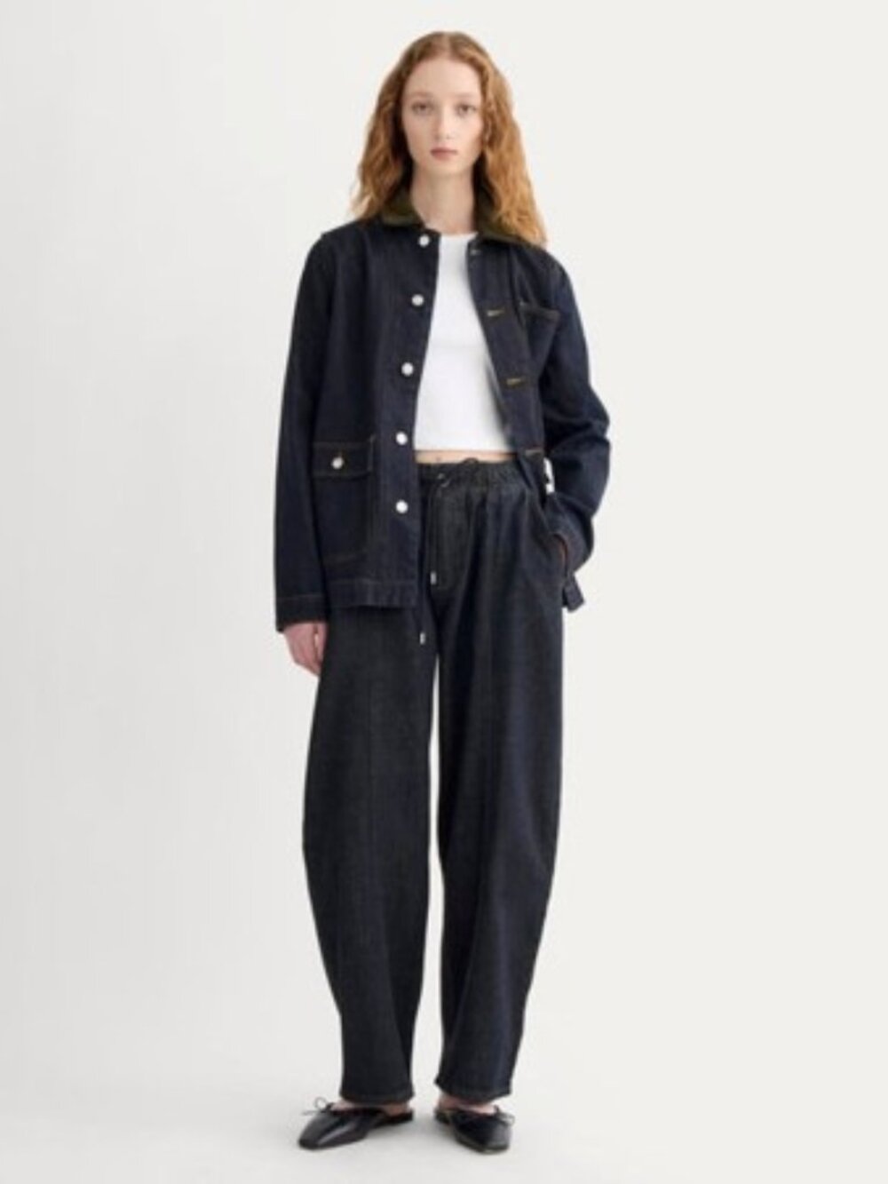 NWT EVERLANE The Drawstring Baggy Jean | Dark Indigo Sz SMALL (MED fit)